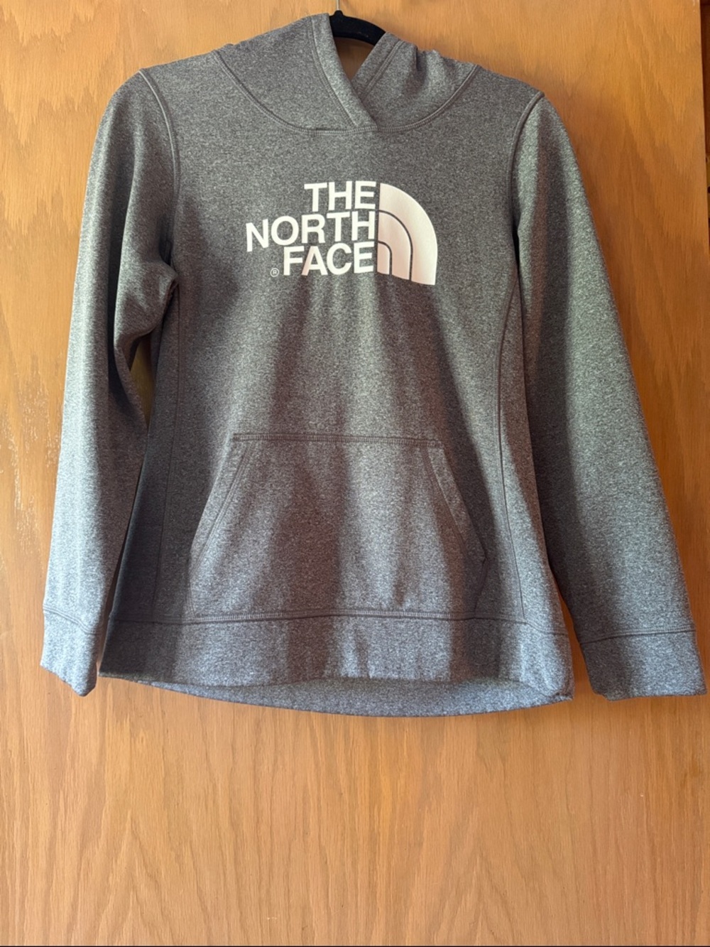 The North Face Heather Gray Pullover Hoodie with White Logo